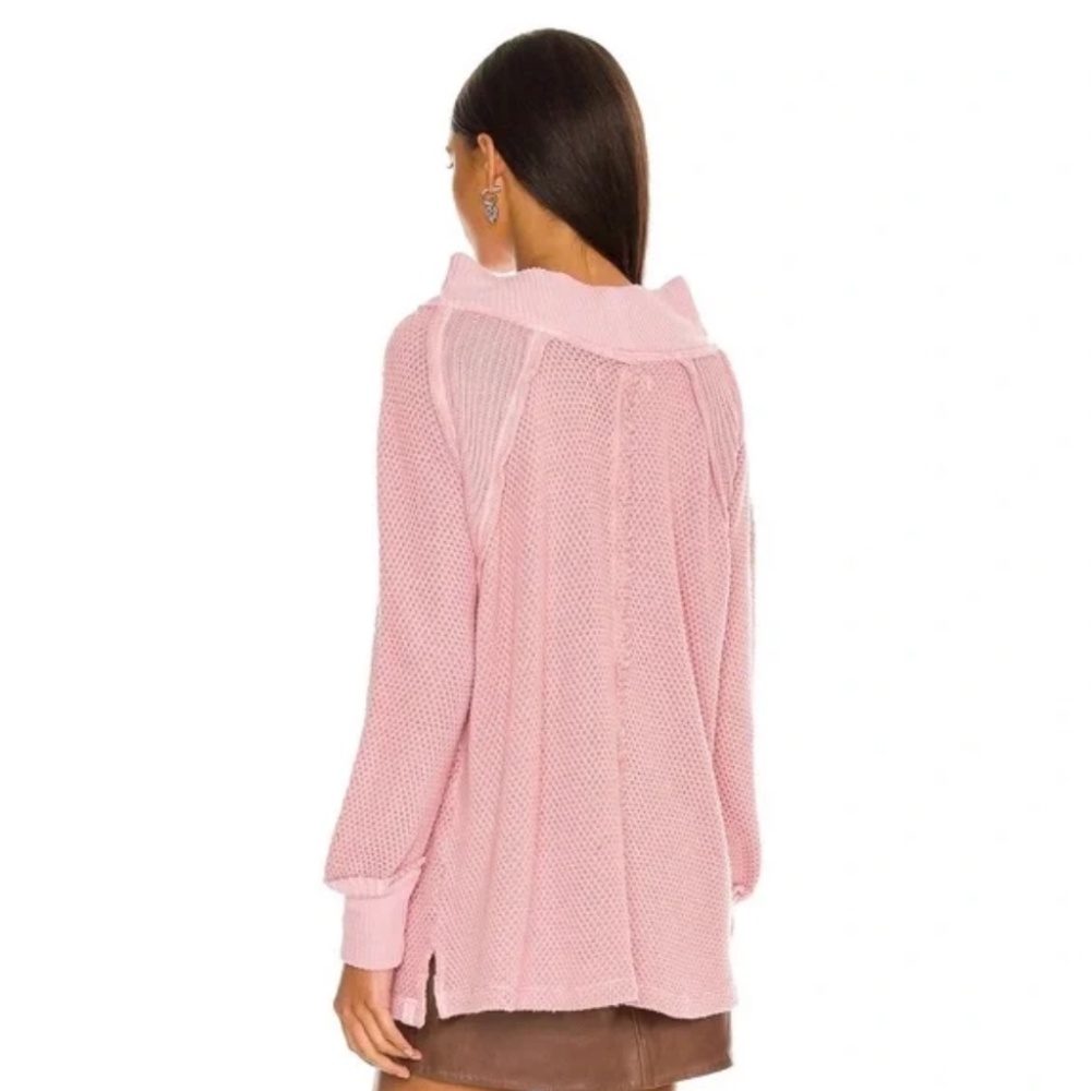 NWT FREE PEOPLE She's a Keeper Mock Neck Top Faded Coral Pink Large L - Picture 3 of 12